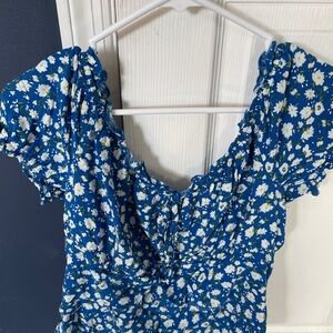 A. Byer Blue Floral Blouse